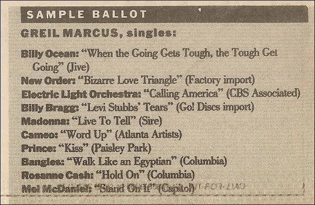 greilmarcus.net - pazz & jop singles 1986